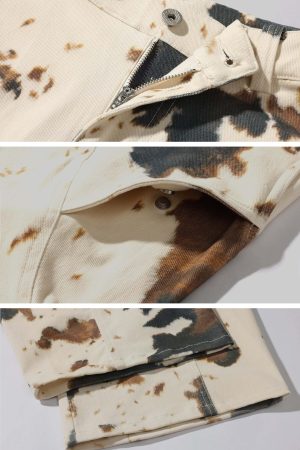 WARDEN EDGE Wide-Leg Bleach Denim Pants with Pleat Details