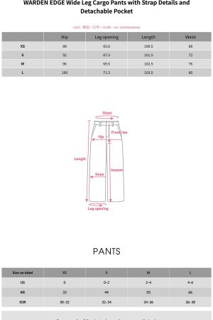 WARDEN EDGE Wide Leg Cargo Pants with Strap Details and Detachable Pocket