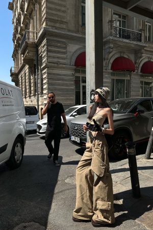 WARDEN EDGE Wide Leg Cargo Pants with Strap Details and Detachable Pocket