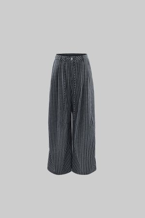 WARDEN EDGE Wide-Leg Check Pants Relaxed Fit Streetwear Trousers