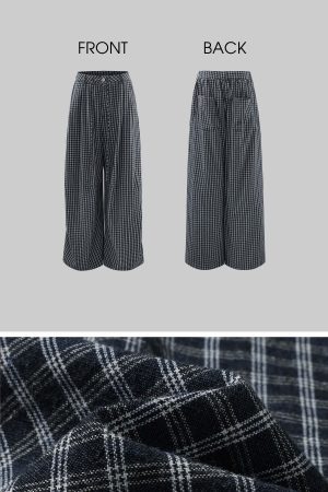 WARDEN EDGE Wide-Leg Check Pants Relaxed Fit Streetwear Trousers