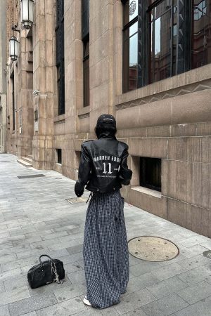 WARDEN EDGE Wide-Leg Check Pants Relaxed Fit Streetwear Trousers