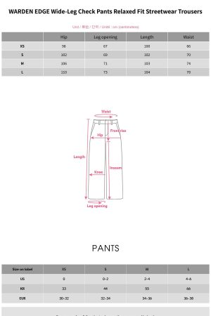 WARDEN EDGE Wide-Leg Check Pants Relaxed Fit Streetwear Trousers