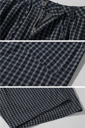 WARDEN EDGE Wide-Leg Check Pants Relaxed Fit Streetwear Trousers