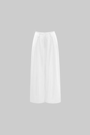 WARDEN EDGE Wide-Leg Tailored Casual Pants with Pleats