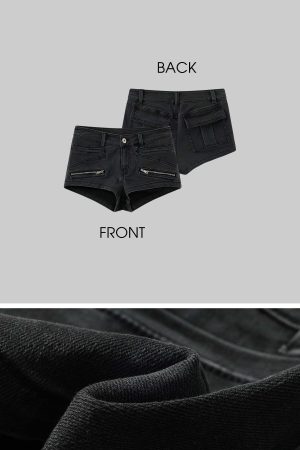 WARDEN EDGE Zipper Detail Low-Rise Denim Shorts