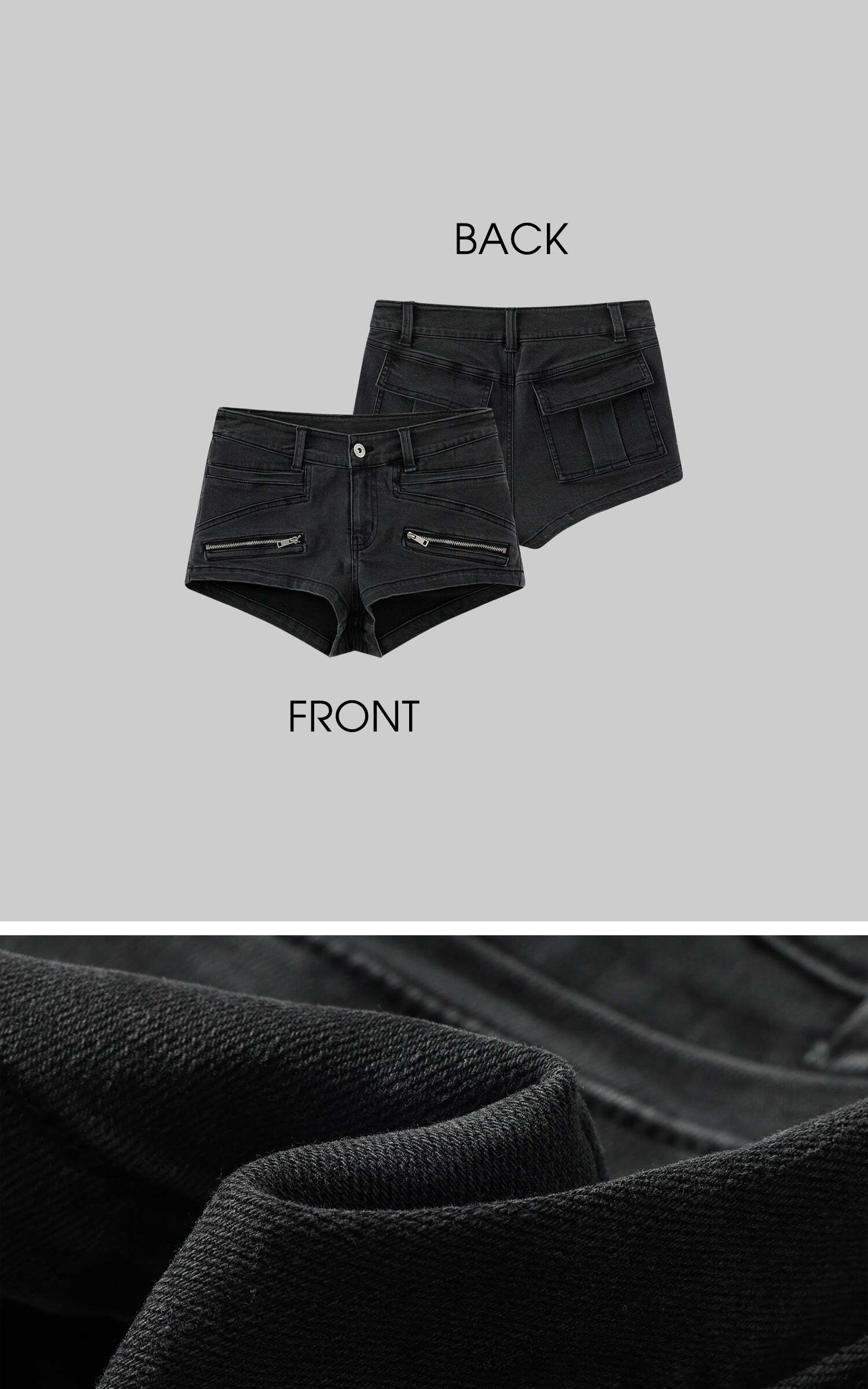 WARDEN EDGE Zipper Detail Low-Rise Denim Shorts WARDEN EDGE Zipper Detail Low-Rise Denim Shorts