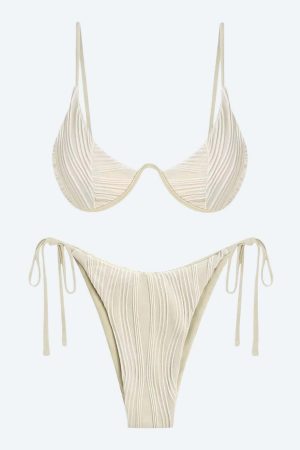 Wavy Striped Wired Cup Bikini Set