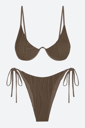 Wavy Striped Wired Cup Bikini Set