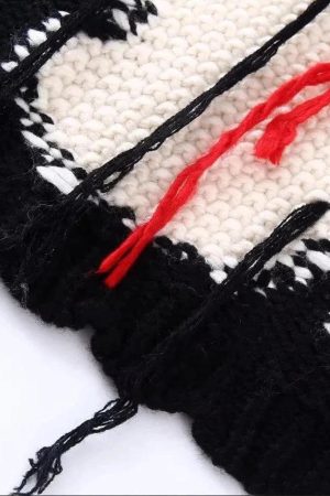 Weirdcore Flower Embroidered Knitted Sweater Vest