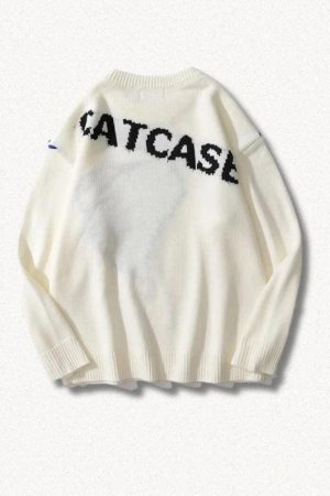 Weirdcore Heart Embroidered Sweater