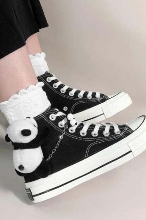 Weirdcore Panda Canvas Shoes