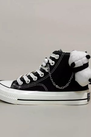 Weirdcore Panda Canvas Shoes