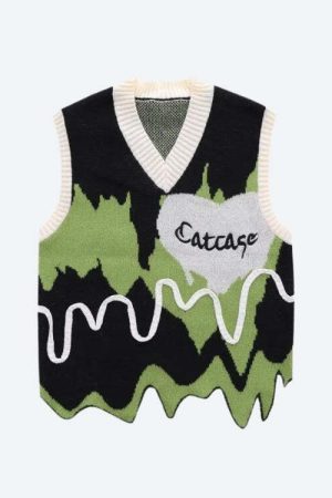 Weirdcore Wavy Striped Sweater Vest