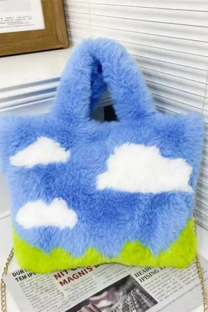 White Clouds & Blue Sky Fluffy Bag