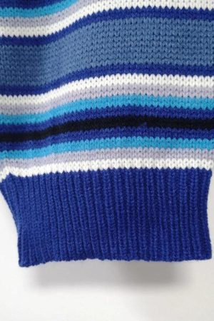 Wide Sleeved Striped Knitted Sweater