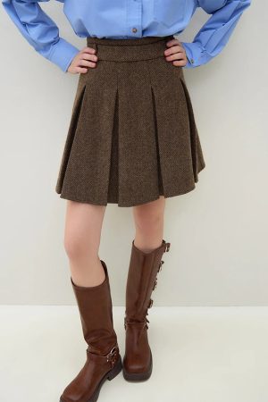 Wool Blazer Jacket & Mini Skirt Two Piece Set