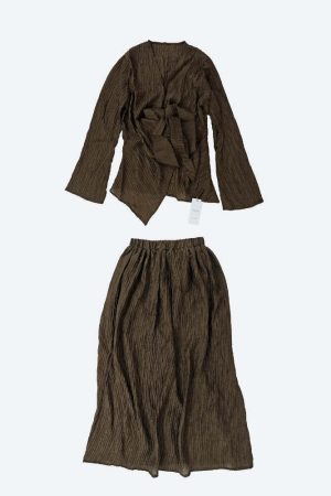 Wrap Around Blouse & Maxi Skirt Two Piece Set