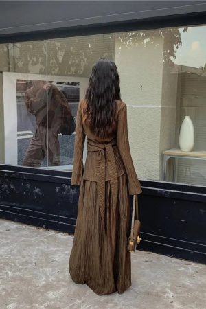 Wrap Around Blouse & Maxi Skirt Two Piece Set