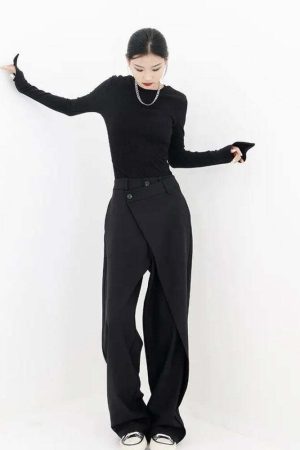 Wrap Front Wide Leg Pants