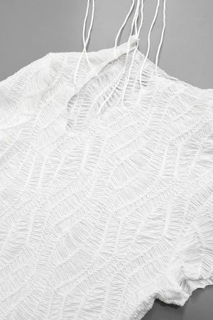 Wrinkled Lace Up Mini Dress