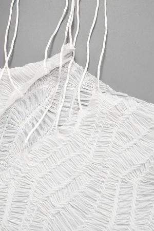 Wrinkled Lace Up Mini Dress