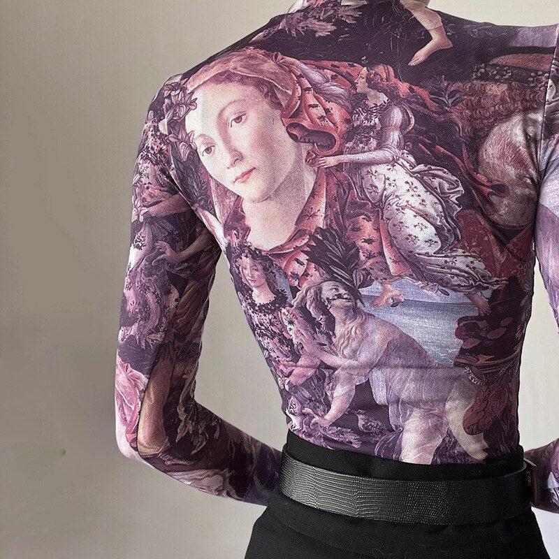 Y2K Angel Graphic Mesh Top Y2K Angel Graphic Mesh Top