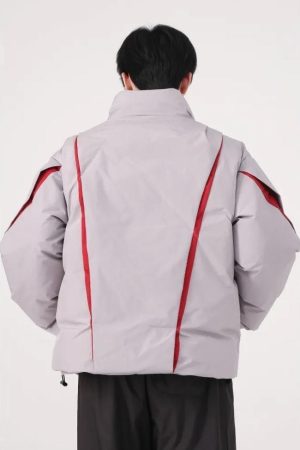 Y2K Asymmetrical Zipper Puffer Jacket