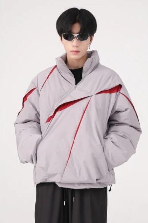 Y2K Asymmetrical Zipper Puffer Jacket