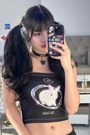 Y2K Bat Rabbit Tube Top