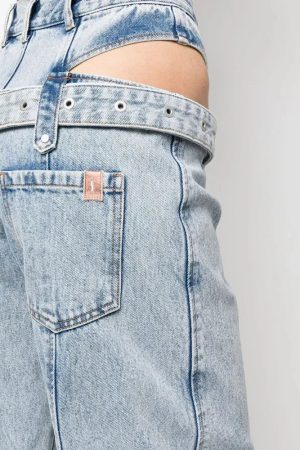 Y2K Belted Cut Out Jeans