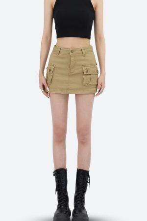 Y2K Cargo Denim Mini Skirt