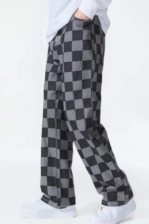 Y2K Checkered Black Pants