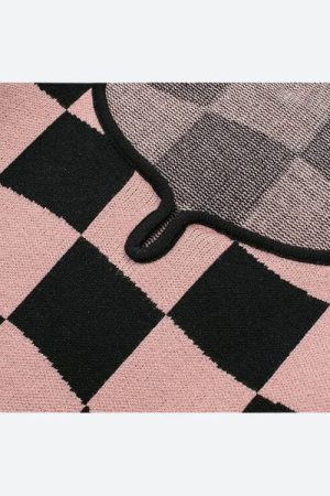 Y2K Checkered Square Neck Top