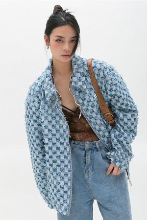 Y2K Checkered Zip Up Jacket