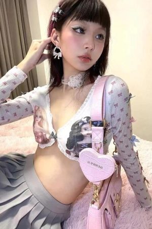 Y2K Coquette Barbie Crop Top