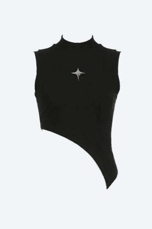 Y2K Corduroy Asymmetric Crop Top