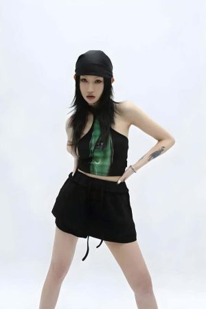 Y2K Cropped Halter Top