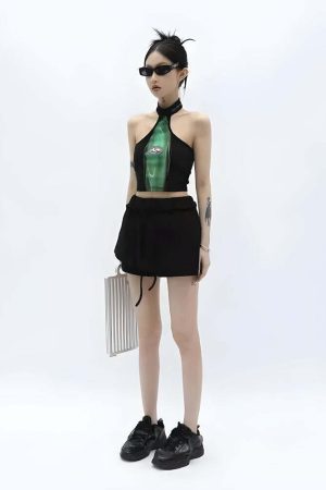 Y2K Cropped Halter Top