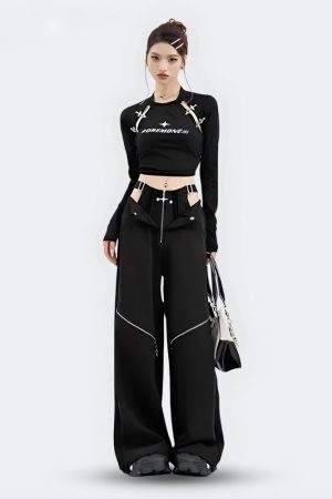 Y2K Cut Out Waist Pants