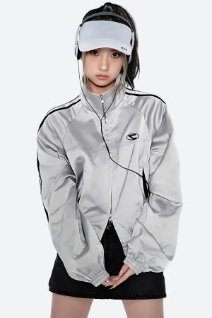 Y2K Cyberpunk Reflective Double Zip-Up Jacket