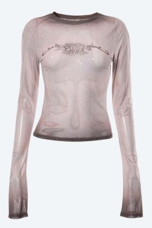 Y2K Cyberpunk Sigilism Sheer Top