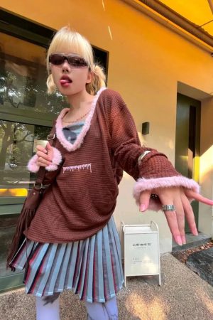 Y2K Deep Neck Sweater