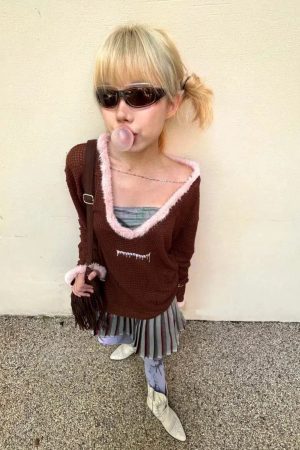 Y2K Deep Neck Sweater