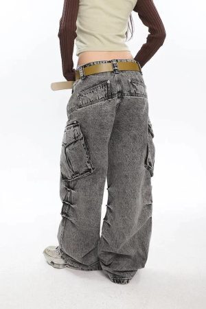 Y2K Distressed Big Pockets Cargo Jeans