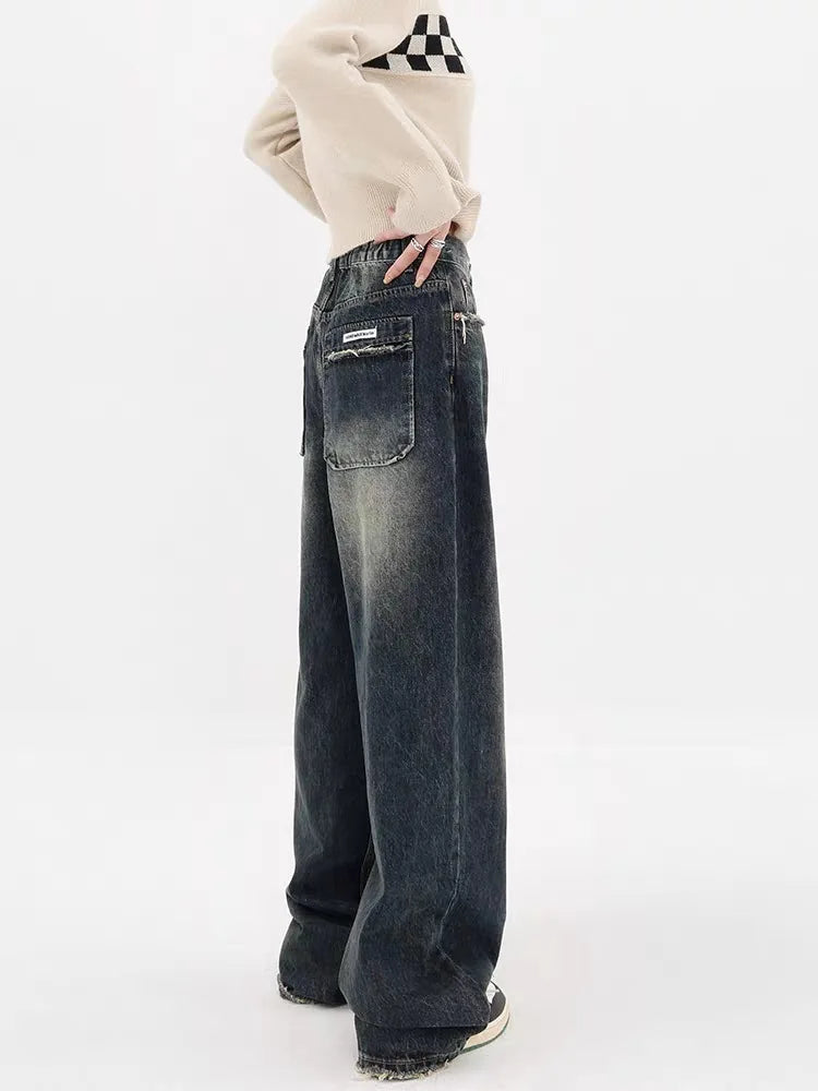 Y2K Distressed Pocket Wide Leg Jeans Y2K Distressed Pocket Wide Leg Jeans