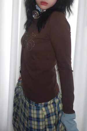 Y2K Dolphin Turtleneck Top