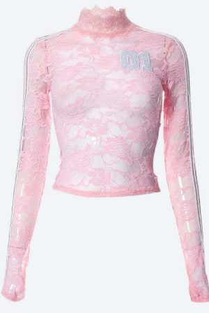 Y2K Embroidered Lace Top