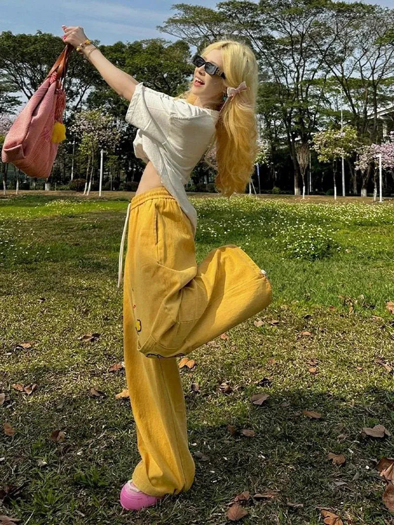 Y2K Embroidered Wide Leg Pants Y2K Embroidered Wide Leg Pants