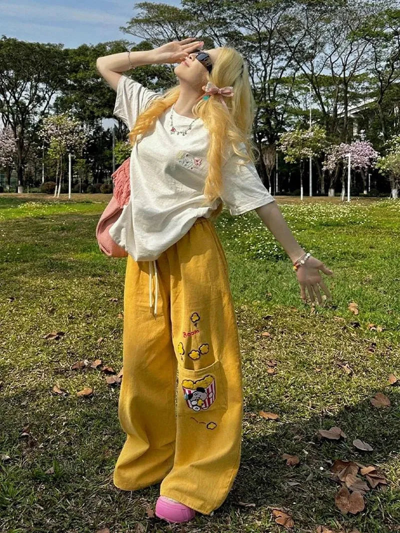 Y2K Embroidered Wide Leg Pants Y2K Embroidered Wide Leg Pants